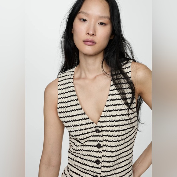 Mango Crochet striped top / Size M - Picture 5 of 7